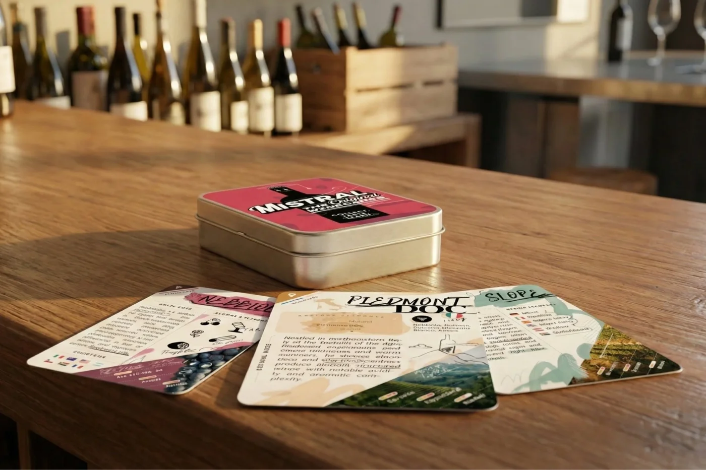 Mistral WineCards Deck ONE in use at a tasting