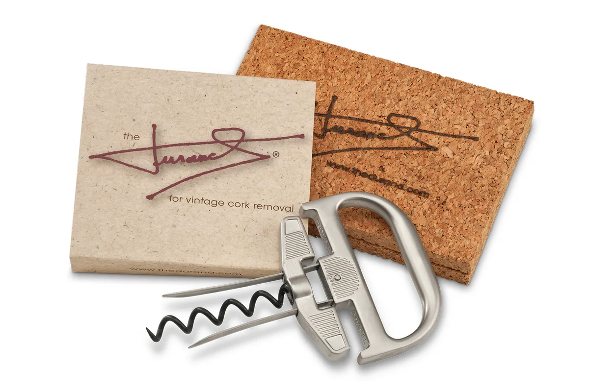 The Durand corkscrew with its box and cork stand