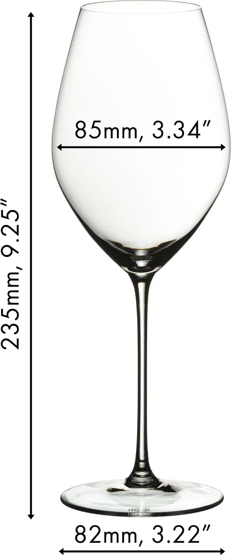 Riedel Veritas Champagne wine glass, scale: dimensions diagram
