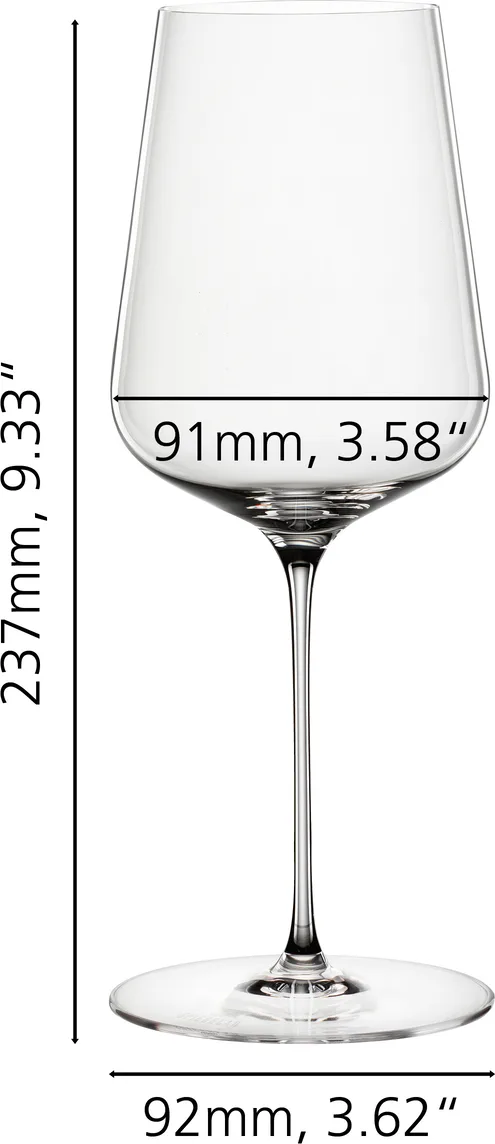 Spiegelau Definition Universal wine glass, pair, scale: dimensions diagram